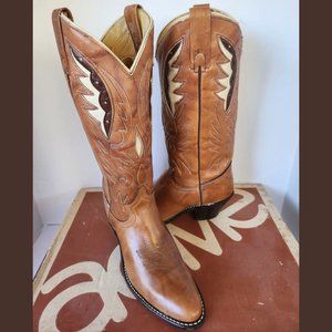 Vintage 70s Never Worn ACME Inlaid Cowboy Boots Cut-Outs Inlay Women's Size 5.5M